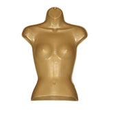 Half Body 3/4 Female Gold Hanging Plastic Body Form Mannequin